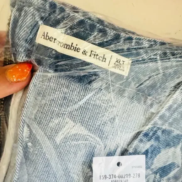 NEW ABERCROMBIE Medium Blue Wash Denim A-Line Mini Tank Top Jean Dress XL - Picture 4 of 16